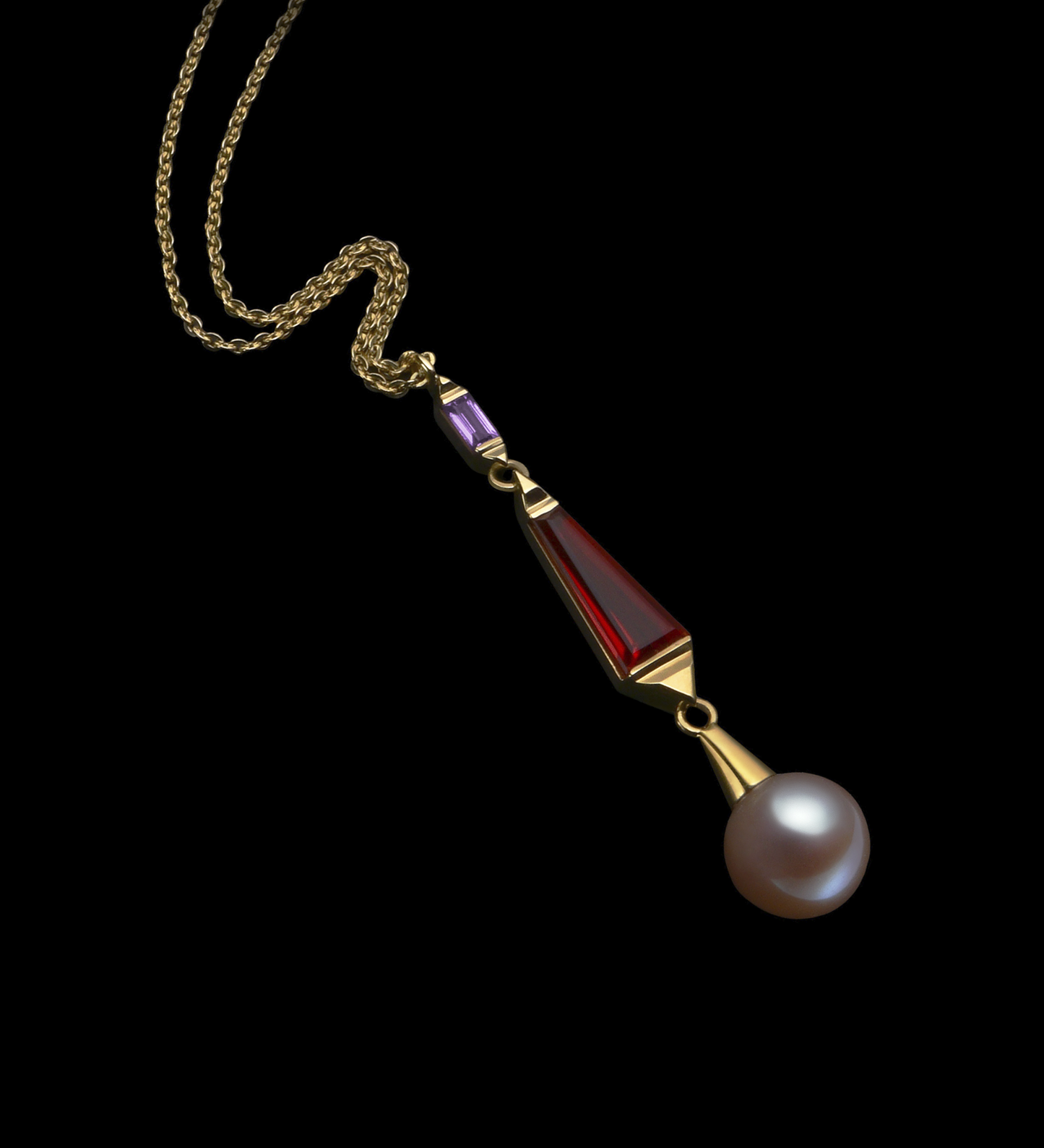 FIRE OPAL & PEARL PENDANT
